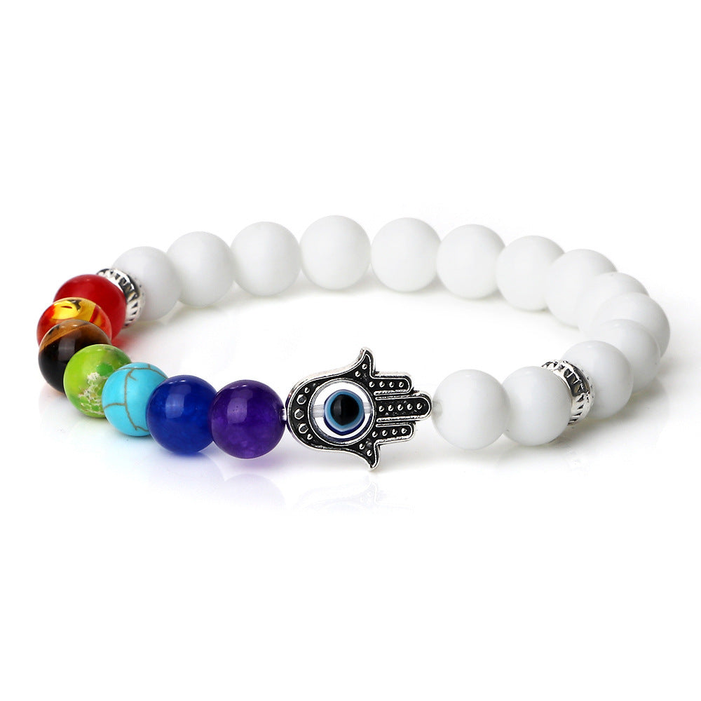 Spacer Bergamot Alloy Spacer Evil Eyes Elastic Bracelet Colorful Stone Bead