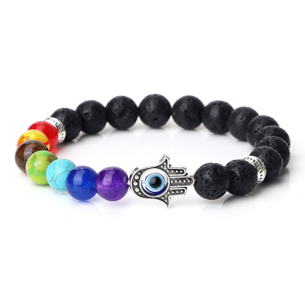 Spacer Bergamot Alloy Spacer Evil Eyes Elastic Bracelet Colorful Stone Bead