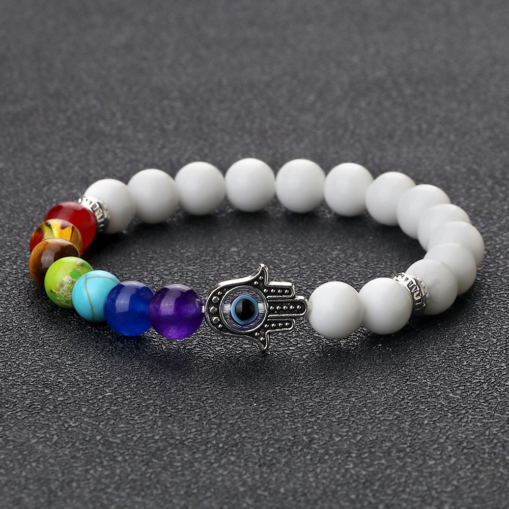 Spacer Bergamot Alloy Spacer Evil Eyes Elastic Bracelet Colorful Stone Bead