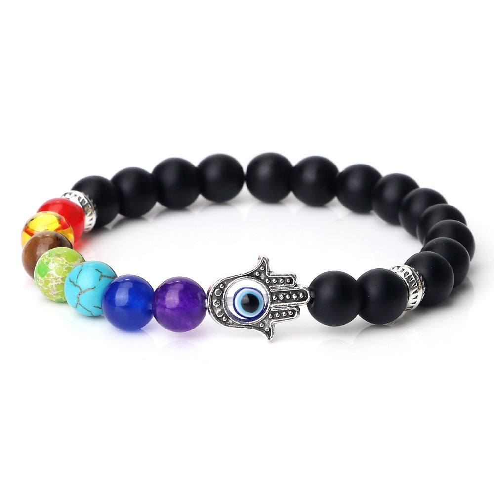 Spacer Bergamot Alloy Spacer Evil Eyes Elastic Bracelet Colorful Stone Bead