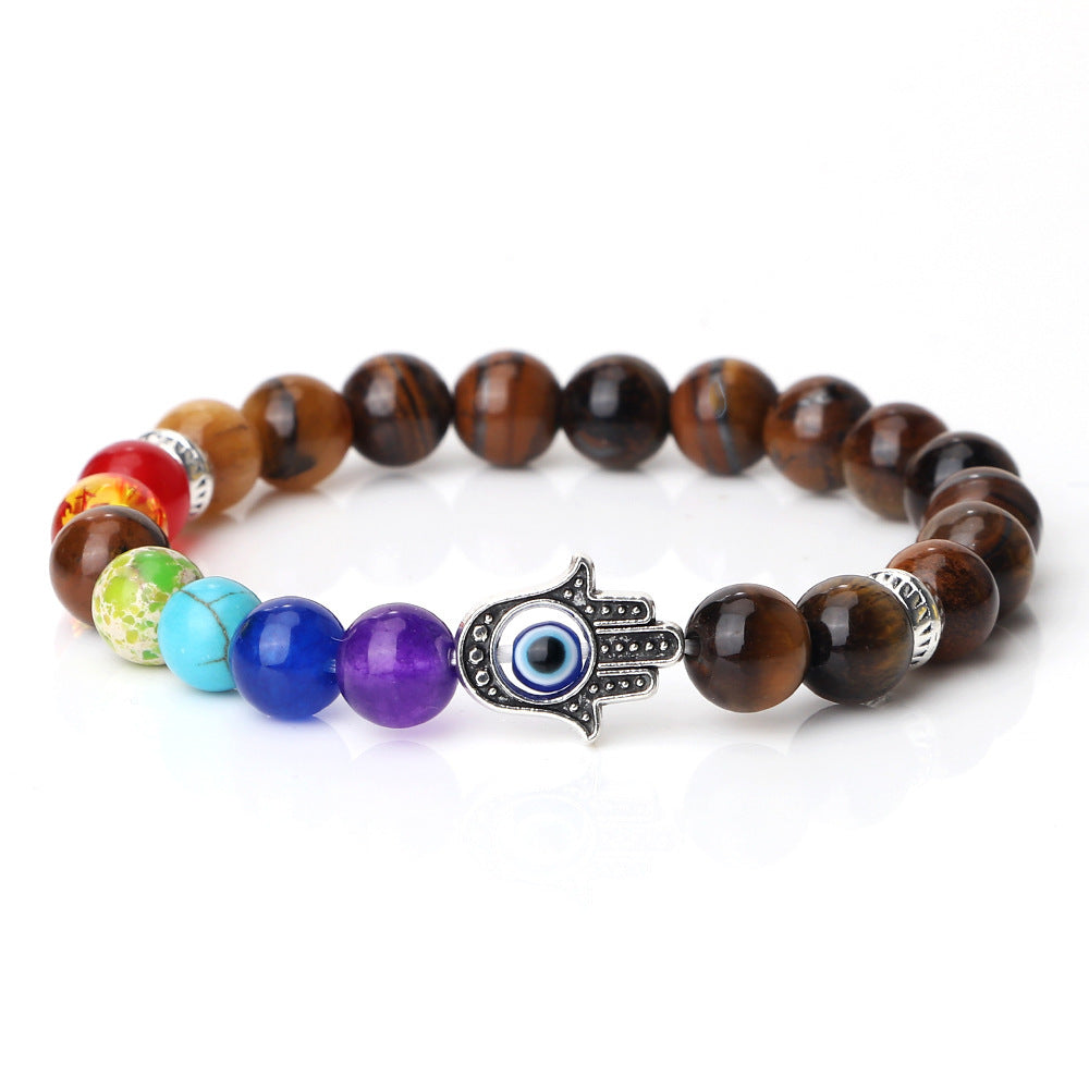 Spacer Bergamot Alloy Spacer Evil Eyes Elastic Bracelet Colorful Stone Bead