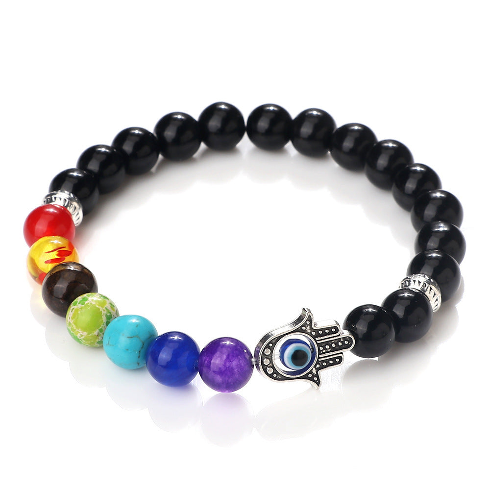 Spacer Bergamot Alloy Spacer Evil Eyes Elastic Bracelet Colorful Stone Bead