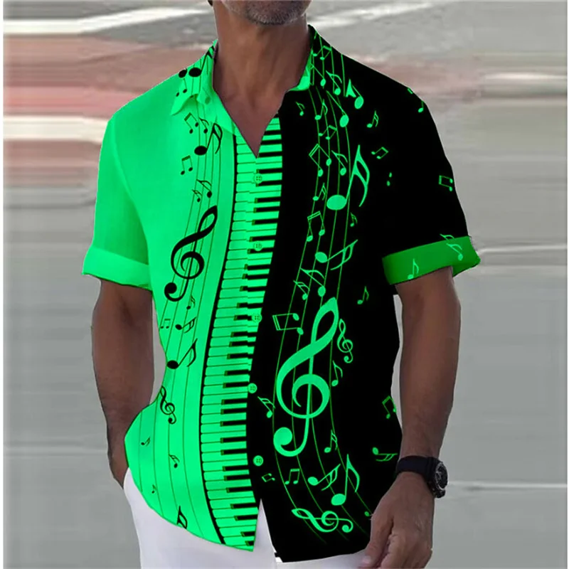 8 Colors 2024 Summer Note Shirt Piano 3D Printed Streetwear Men Women Fashion Oversized Short Sleeve Tops Clothing S-5XL - Image 8