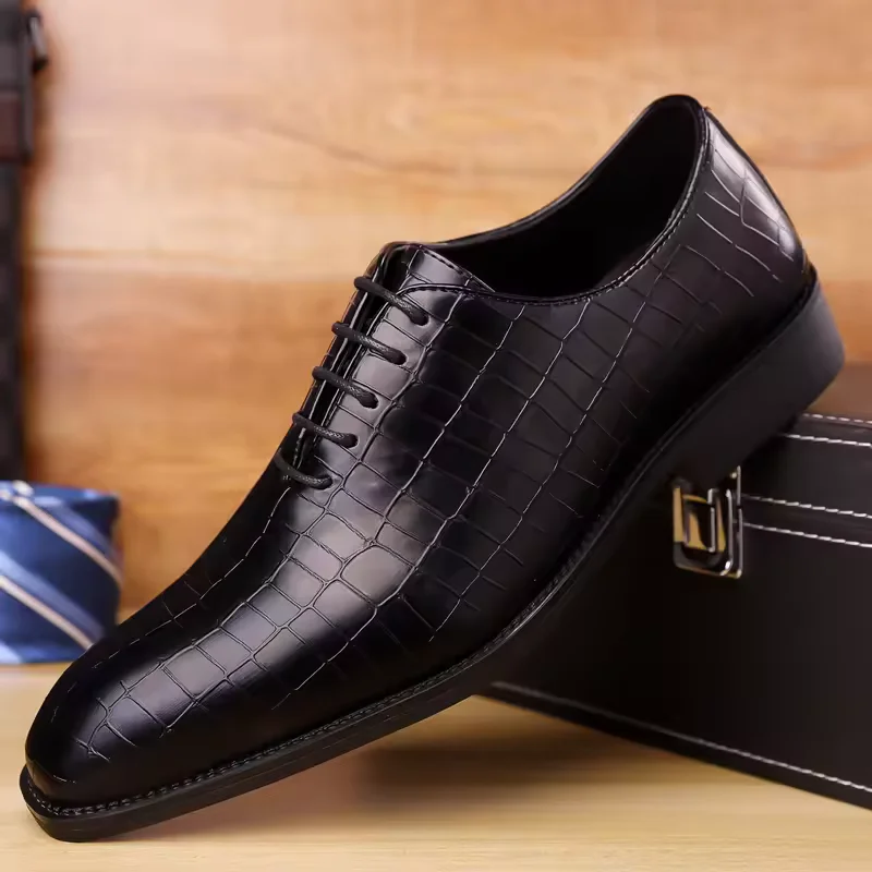 Luxury Mens Leather Shoes Retro Carved Lace-up Brogue Oxford Wedding Men Dress Shoes Male Formal Business Gentleman Office Shoes - Image 5