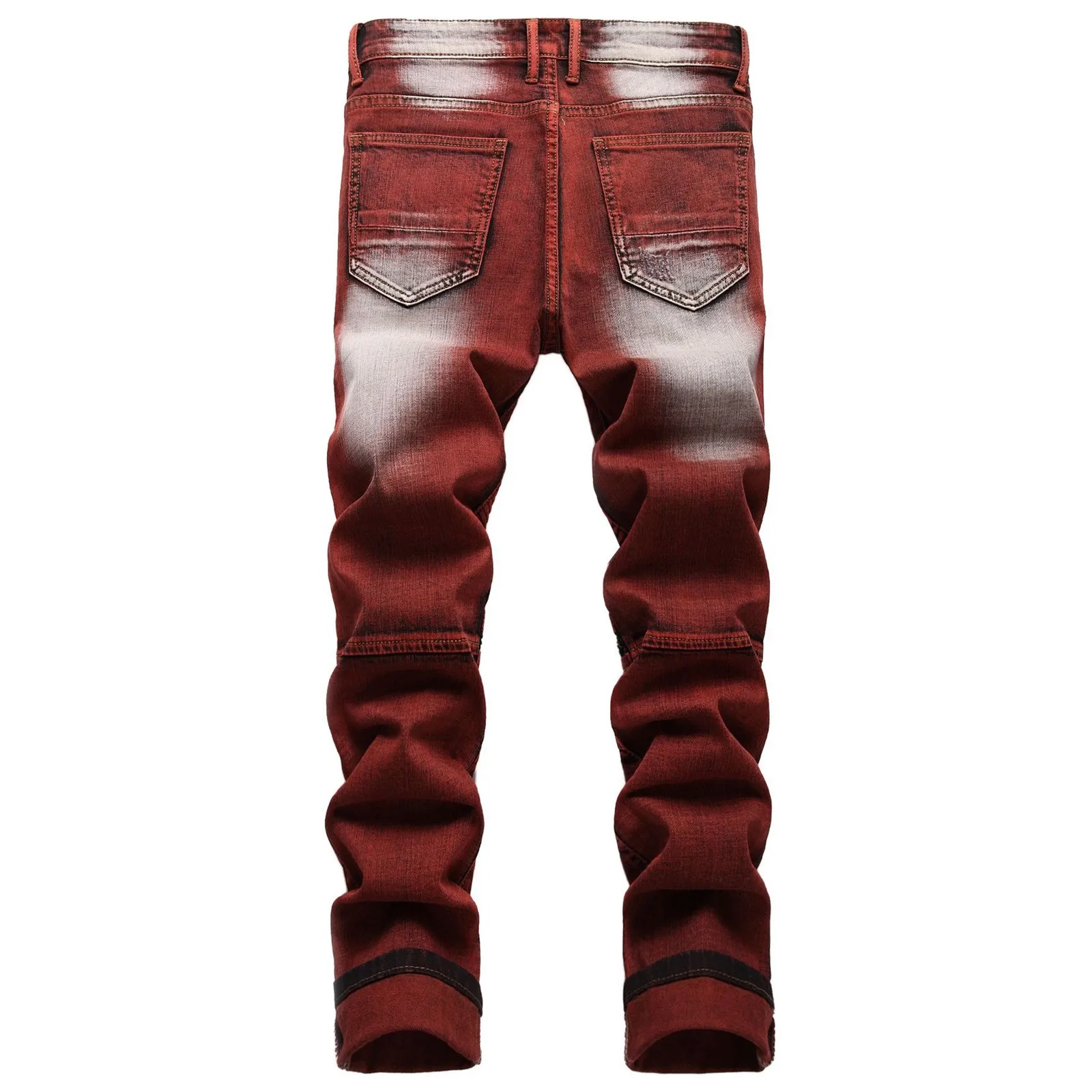 New Motorcycle Style Stretch Hole Beggar Street Tie Dye Gradient Color Personality Fashion Denim Business Stretch Men'S Jeans - Image 3