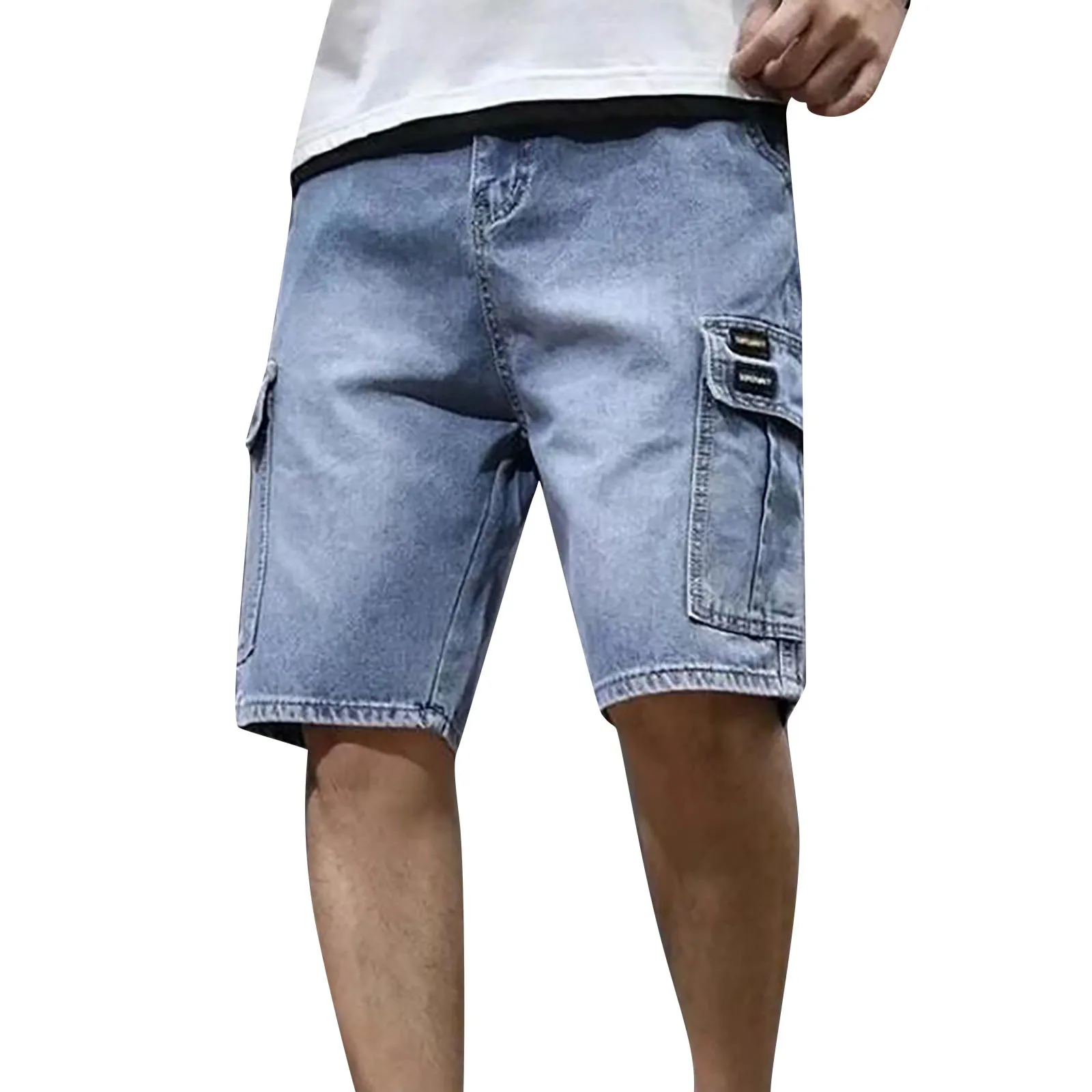 Men's Solid Color Denim Shorts, Korean Version Of The Trend, Medium Pants, Five Point Pants, Cargo Poplin Pants, Summer 2025 - Image 5