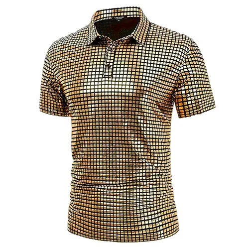 Summer New Men Short Sleeve Sequin Shirt Gold / Silver / Red Fashion Men Dance Party Bar KTV Luxury Casual Shirts - Image 13
