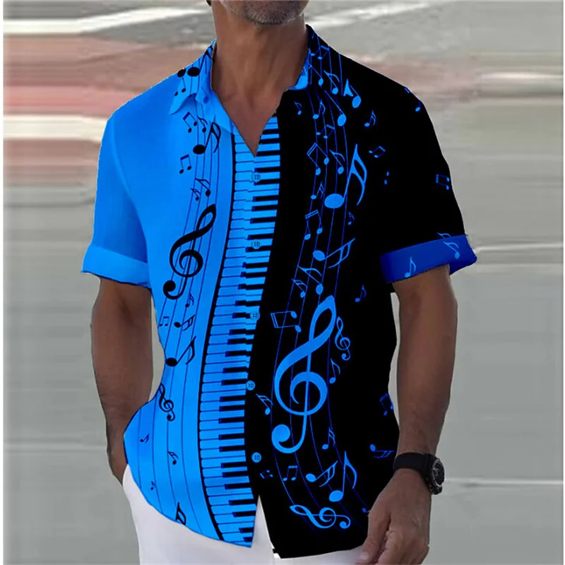 8 Colors 2024 Summer Note Shirt Piano 3D Printed Streetwear Men Women Fashion Oversized Short Sleeve Tops Clothing S-5XL - Image 5