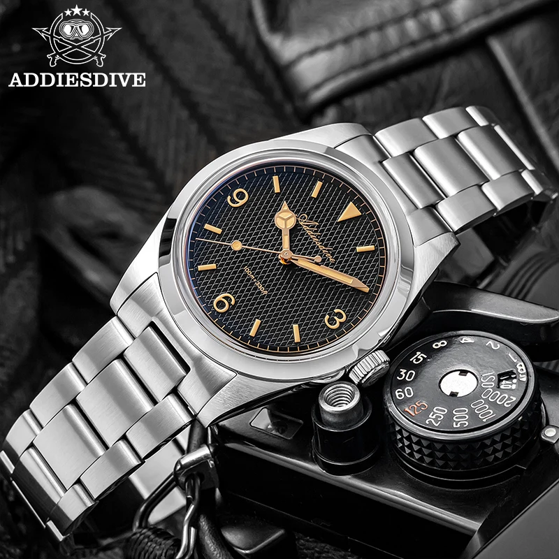 ADDIESDIVE New Men's Analog Watch Bubble Mirror Glass 100m Luminous Men's Quartz Watches with Stainless Steel Bracelet AD2096 - Image 3