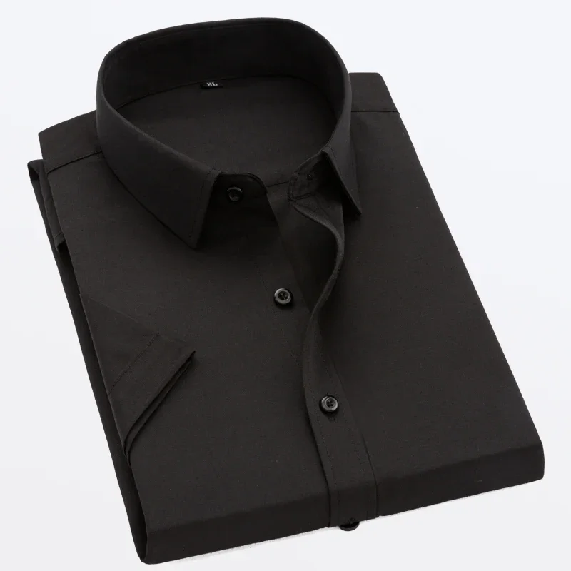 White Short-sleeved Shirt Men's Summer New Solid Color Ice Silk Thin Business Formal Casual Office No-iron Shirt Large Size 5XL - Image 7