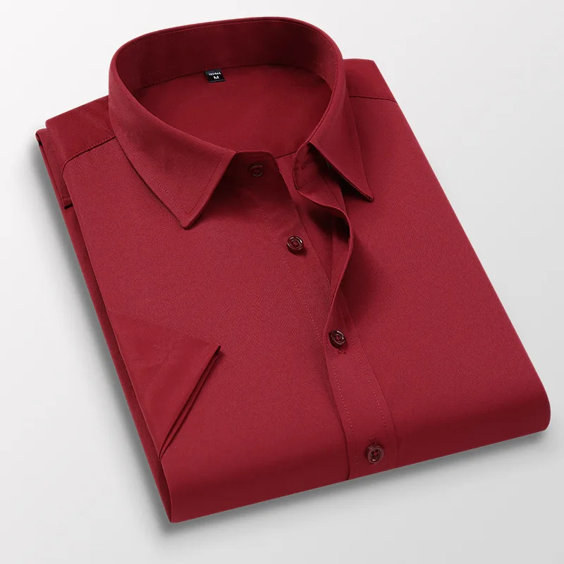 White Short-sleeved Shirt Men's Summer New Solid Color Ice Silk Thin Business Formal Casual Office No-iron Shirt Large Size 5XL - Image 11