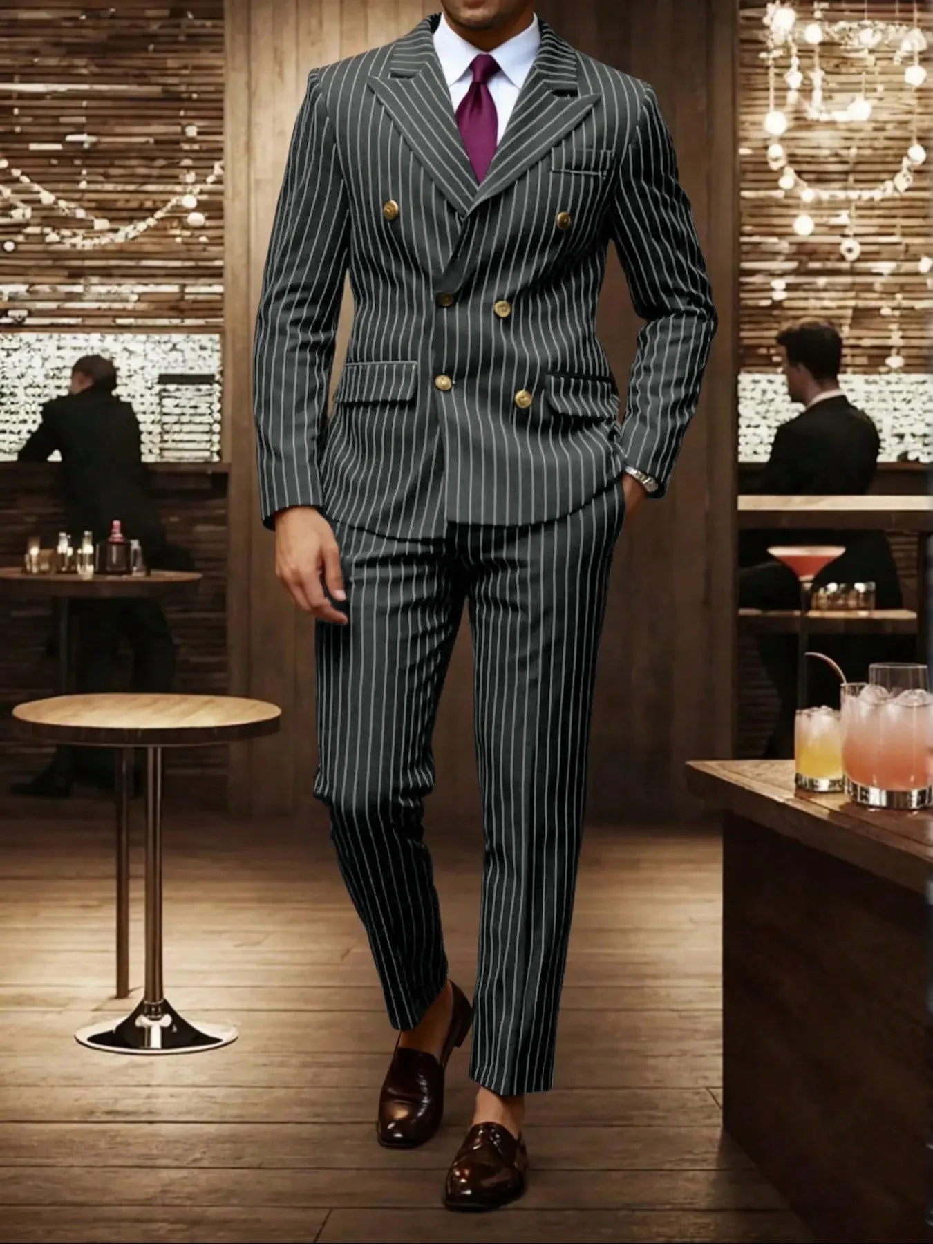High-quality European and American Men's Clothing, Formal Suits with Stripes, Trousers for Business, Formal Dinners, Weddings - Image 12