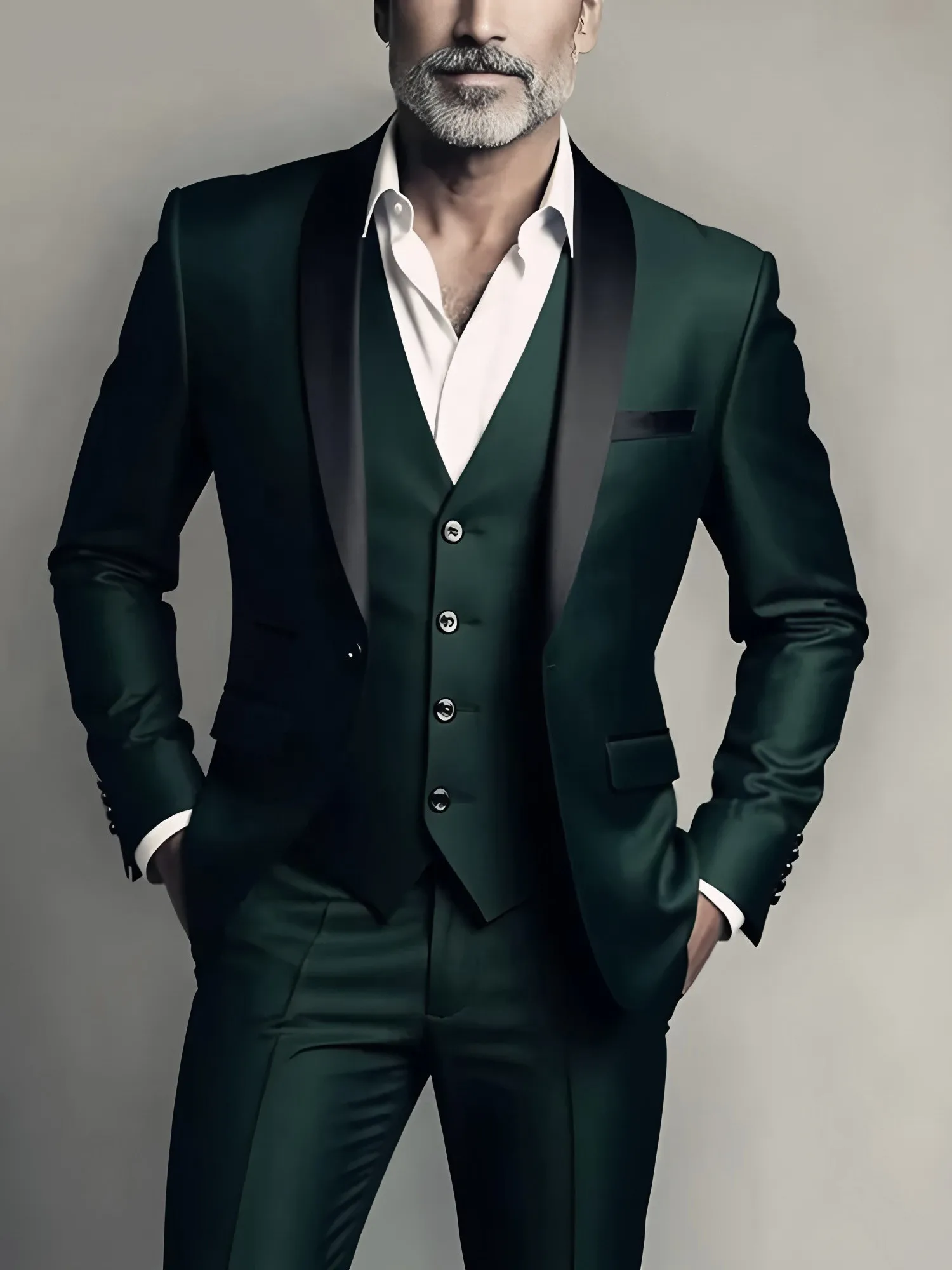 Jacket Vest Pants Solid Color Men's Formal Business Office Suit Groom Wedding Dress Party Blazer Waistcoat Trousers Tuxedo - Image 10