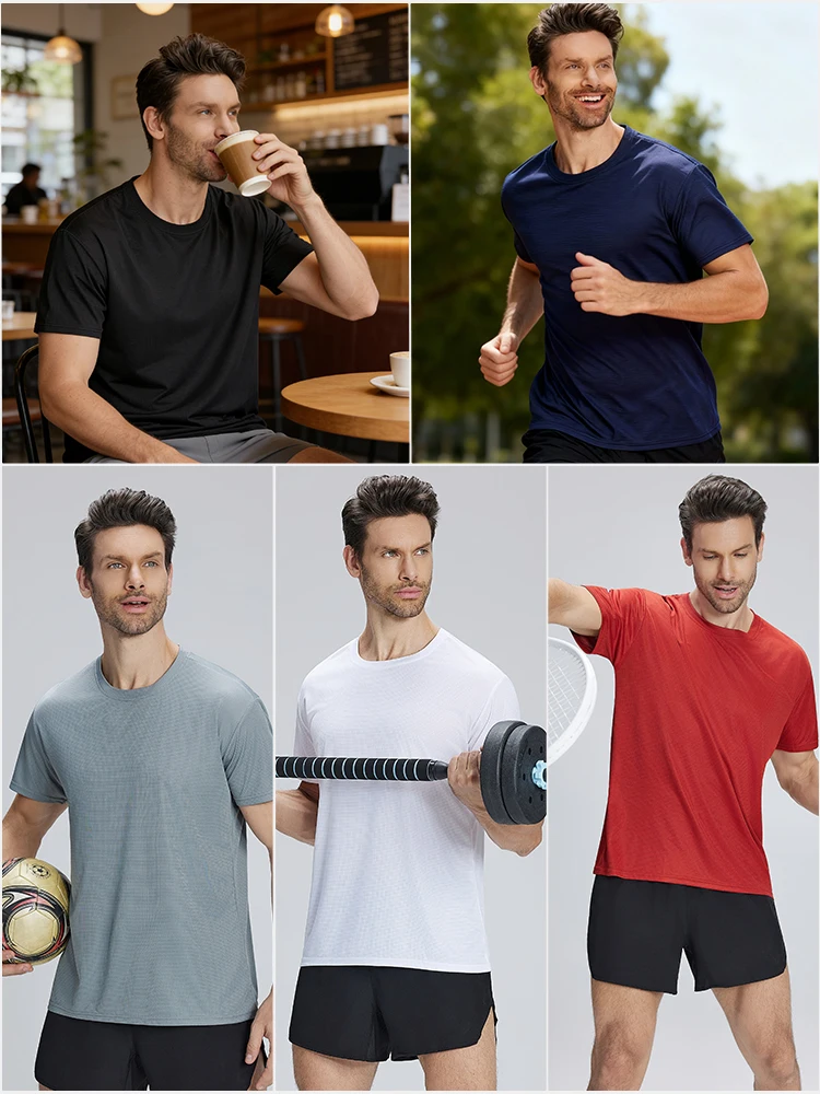 6-Pack Men's Breathable Polyester Crew Neck T-Shirts - Lightweight, Moisture-Wicking Short Sleeve Tops in Multiple Colors for Casual Wear and Outdoor Activities - Image 6