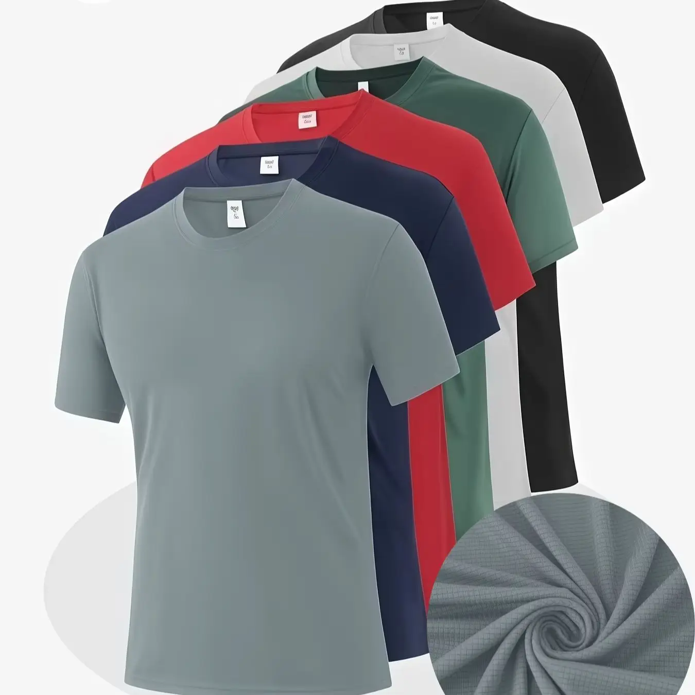 6-Pack Men's Breathable Polyester Crew Neck T-Shirts - Lightweight, Moisture-Wicking Short Sleeve Tops in Multiple Colors for Casual Wear and Outdoor Activities - Image 8