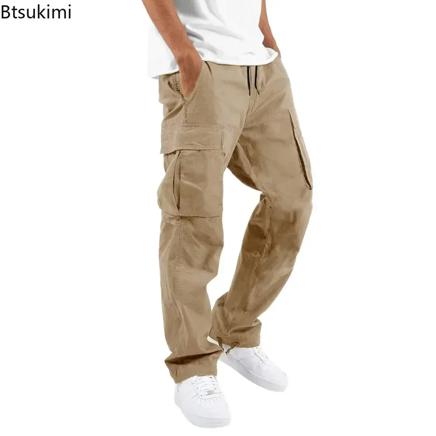 New 2026 Cargo Pants Trousers for Men Full Length Solid Color Loose Multi-pocket Drawstring Pockets Pants Male Cargo Pants 5XL - Image 4