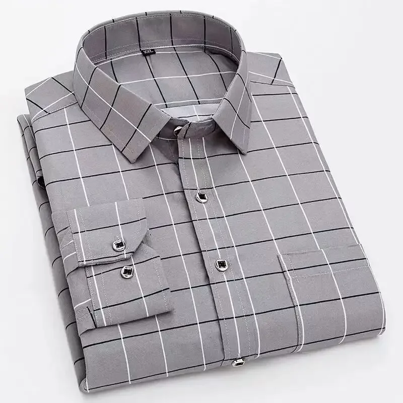 M-5XL Men's Casual Shirts with Classic Black and White Striped Design Plus Sizes Long Sleeve Shirts for Casual Social Settings - Image 13
