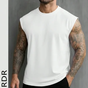 Men's White Sleeveless T-Shirt Tank Top Casual Loose Fit O-Neck Basic Vest Summer Gym Workout Streetwear Tops