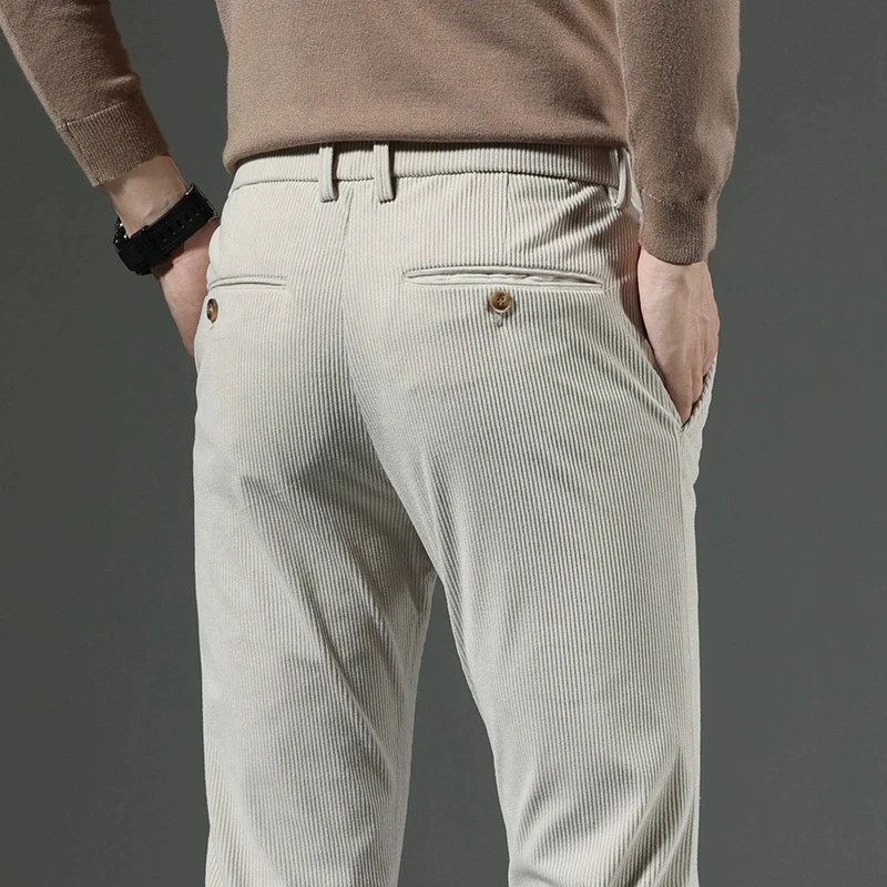 Autumn and Winter Men's Corduroy Trousers New Men's Clothing Stretch Slim Fit Casual Pants Fashion Mens Business Work Pants