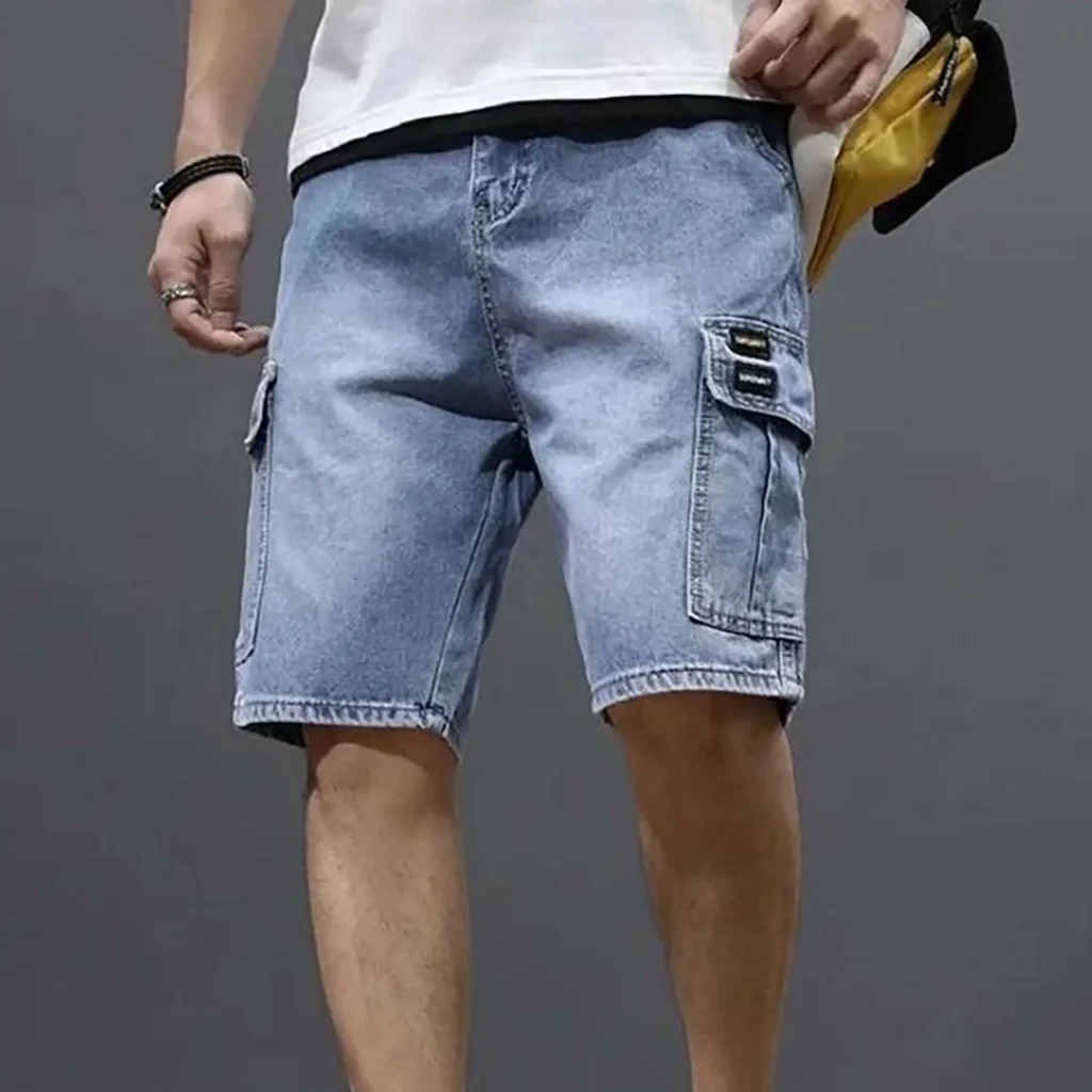Men's Solid Color Denim Shorts, Korean Version Of The Trend, Medium Pants, Five Point Pants, Cargo Poplin Pants, Summer 2025