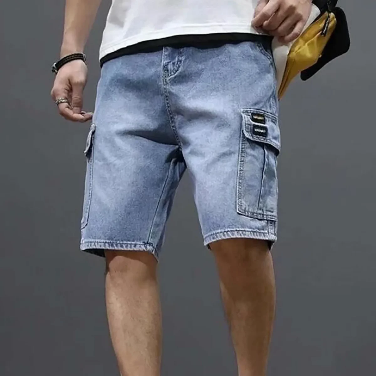 Men's Solid Color Denim Shorts, Korean Version Of The Trend, Medium Pants, Five Point Pants, Cargo Poplin Pants, Summer 2025
