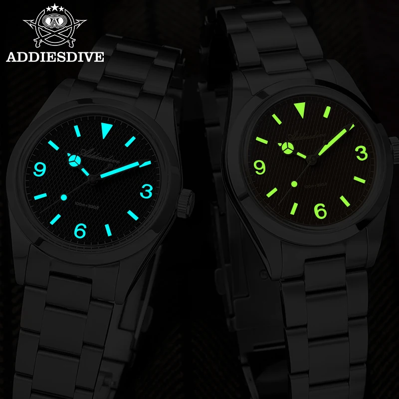 ADDIESDIVE New Men's Analog Watch Bubble Mirror Glass 100m Luminous Men's Quartz Watches with Stainless Steel Bracelet AD2096 - Image 4