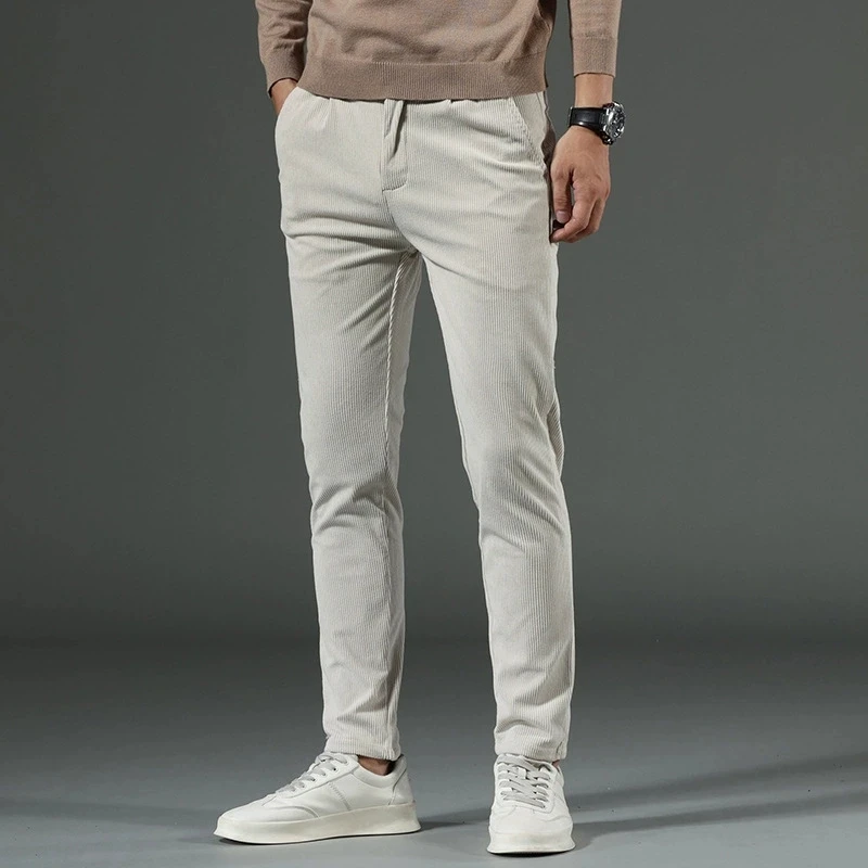 Autumn and Winter Men's Corduroy Trousers New Men's Clothing Stretch Slim Fit Casual Pants Fashion Mens Business Work Pants - Image 2