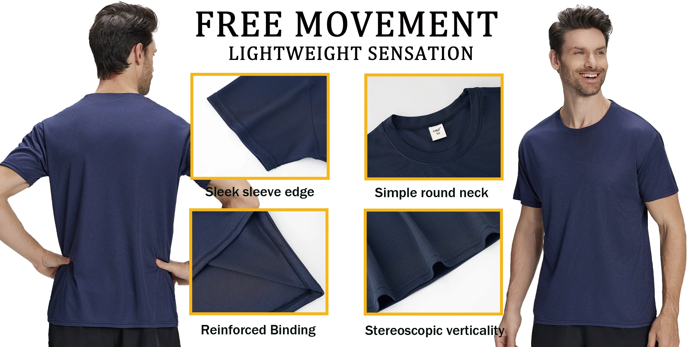 6-Pack Men's Breathable Polyester Crew Neck T-Shirts - Lightweight, Moisture-Wicking Short Sleeve Tops in Multiple Colors for Casual Wear and Outdoor Activities - Image 12
