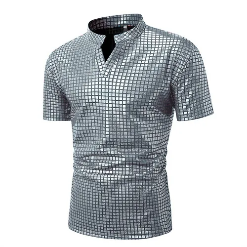 Summer New Men Short Sleeve Sequin Shirt Gold / Silver / Red Fashion Men Dance Party Bar KTV Luxury Casual Shirts - Image 17