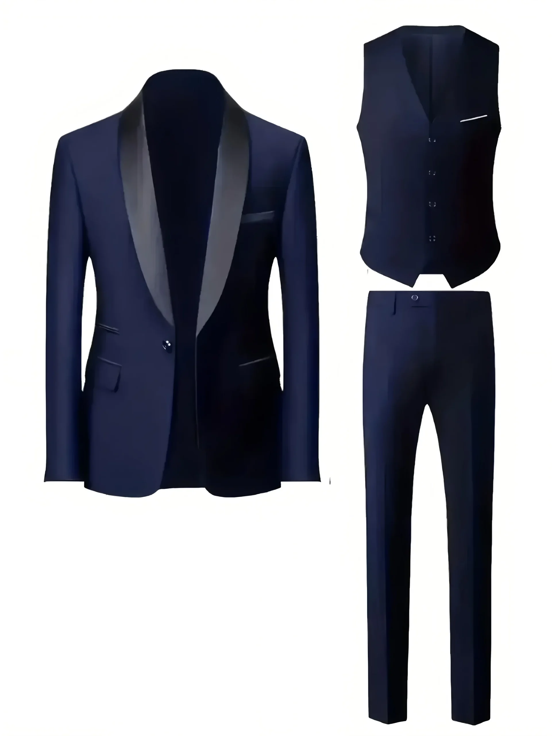 Jacket Vest Pants Solid Color Men's Formal Business Office Suit Groom Wedding Dress Party Blazer Waistcoat Trousers Tuxedo - Image 5