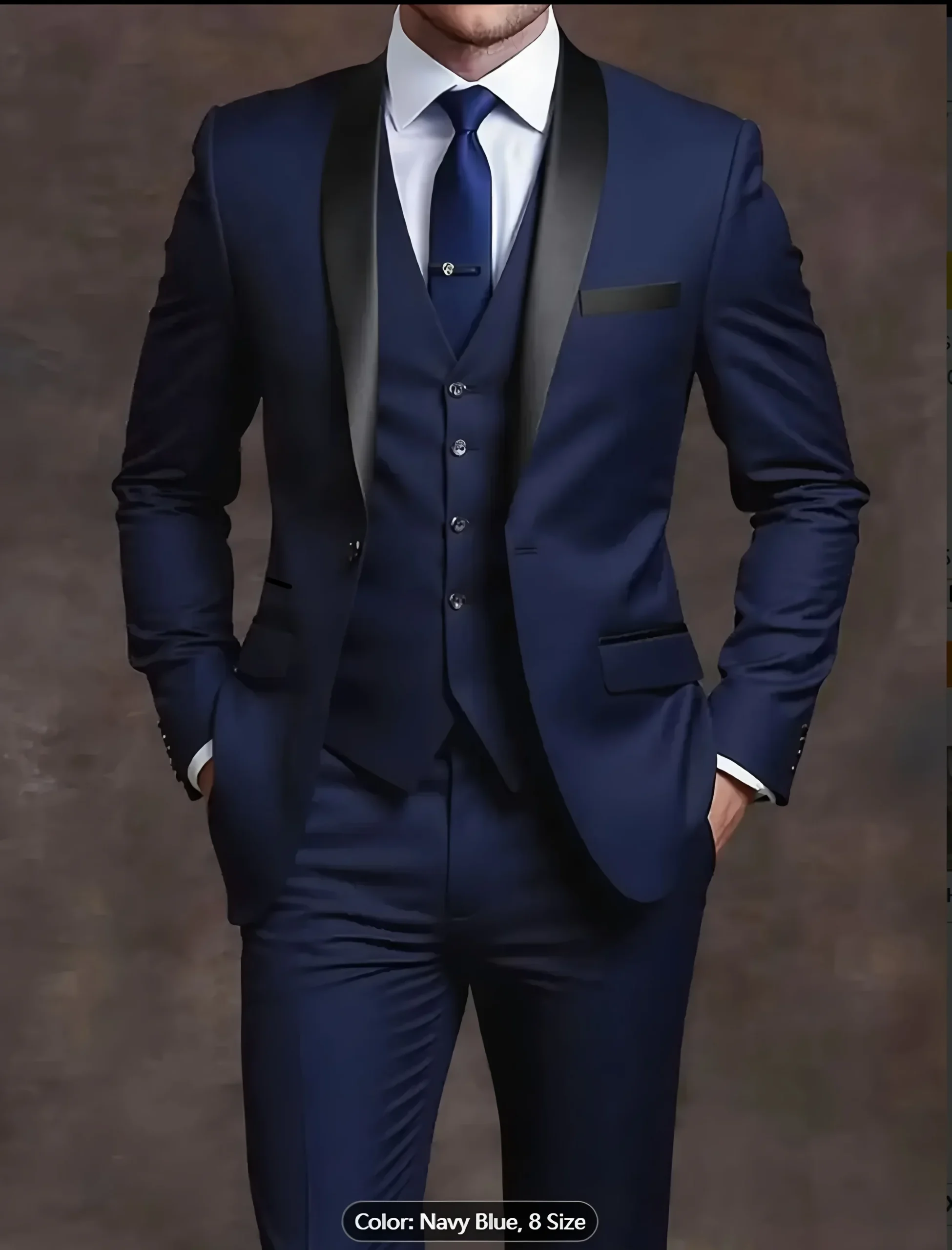 Jacket Vest Pants Solid Color Men's Formal Business Office Suit Groom Wedding Dress Party Blazer Waistcoat Trousers Tuxedo - Image 4