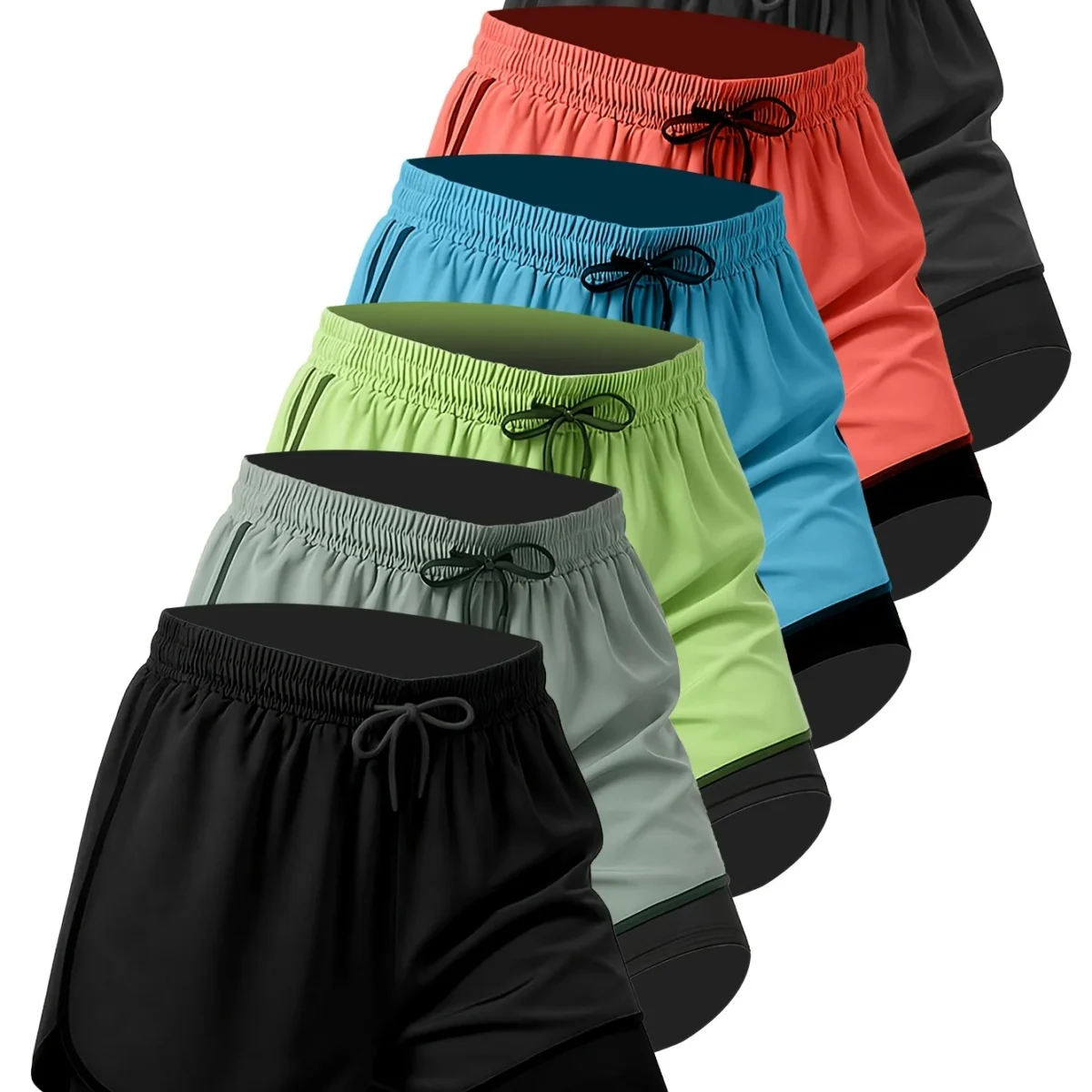 6pcs set of colorful shorts for men, summer shorts for running, leisure, daily fitness training, breathable  sweat absorbing