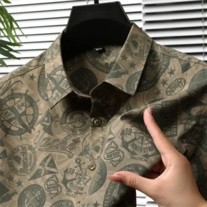Premium Long Sleeve Printed Shirt For Men Casual Fashionable Top