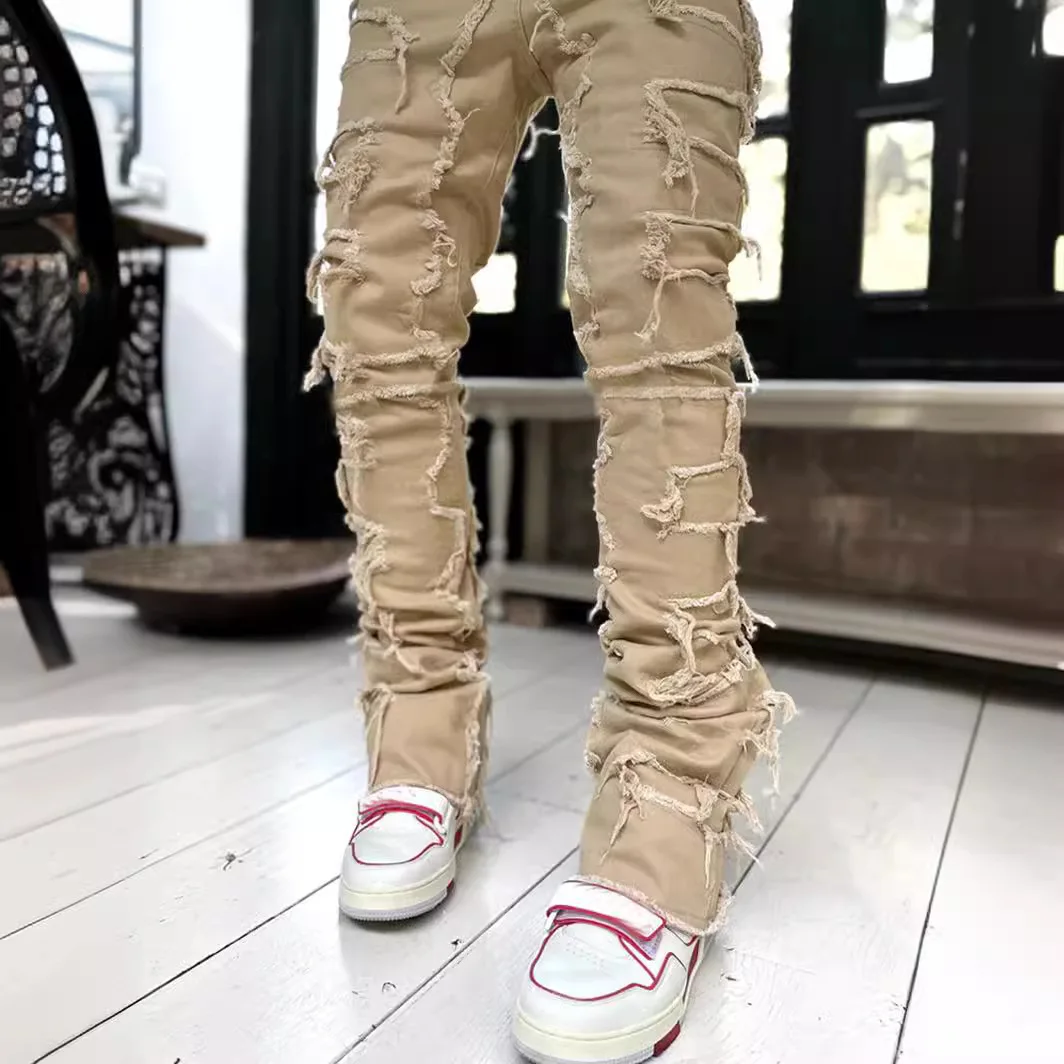 New Mens Denim Straight Leg PantsStreet Fashion InsElastic Waist Stretch Jeans Casual Trousers - Image 4