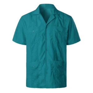 Pure-Color Mens' Shirts Multiple Pockets Lapel Short Sleeves Cardigan Summer Thin Tops Male Blouse Single Breasted Shirt For Man