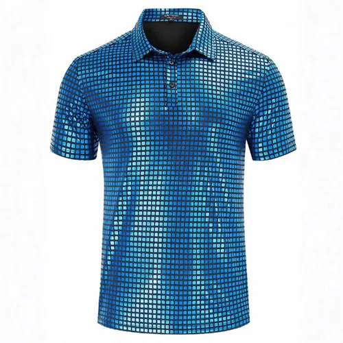 Summer New Men Short Sleeve Sequin Shirt Gold / Silver / Red Fashion Men Dance Party Bar KTV Luxury Casual Shirts - Image 14