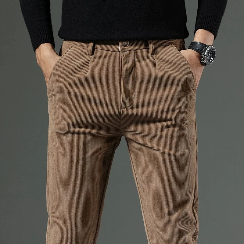 Autumn and Winter Men's Corduroy Trousers New Men's Clothing Stretch Slim Fit Casual Pants Fashion Mens Business Work Pants - Image 3