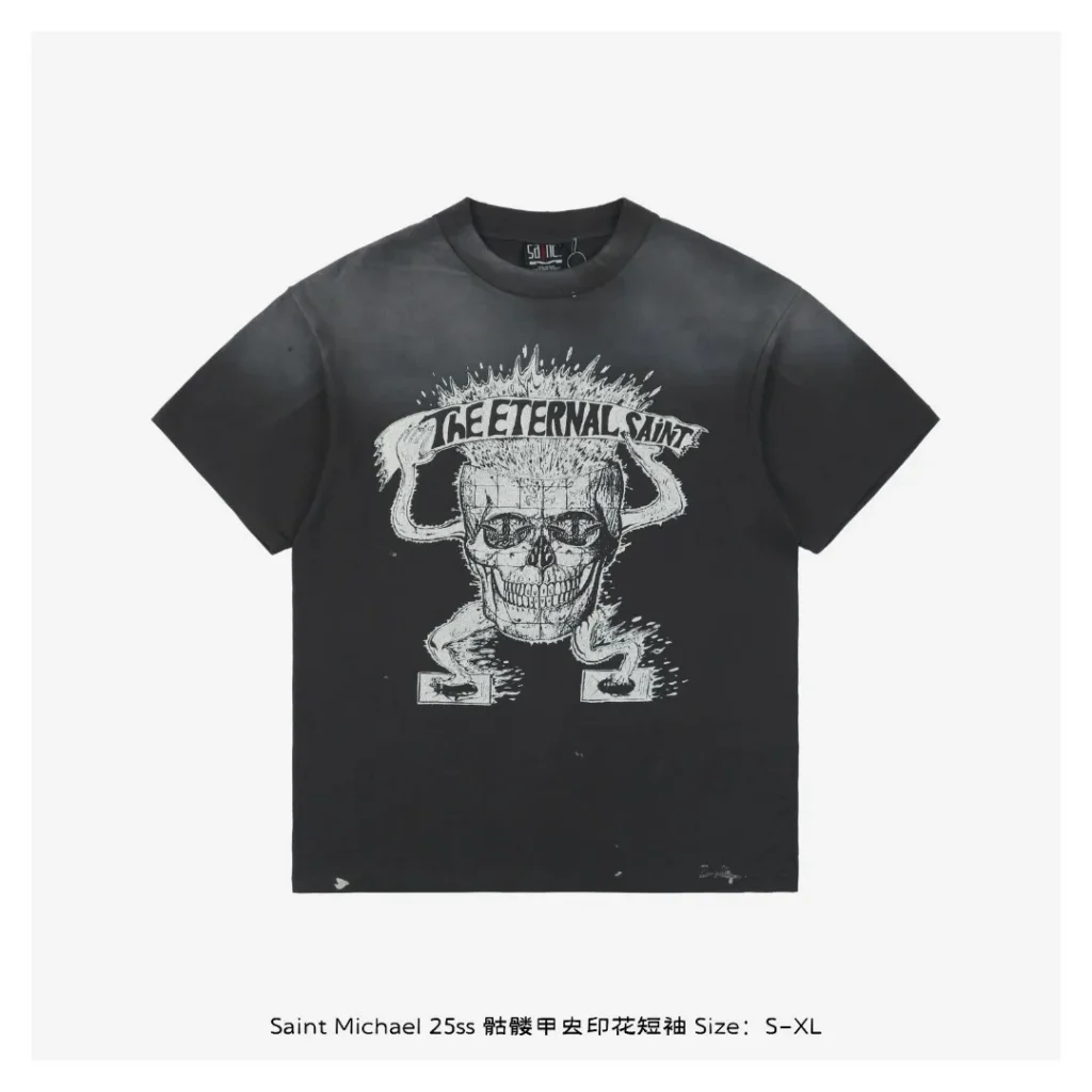 Saint Michael New American Style Creative Print casual men's and women's loose short sleeve T-shirt Ropa hombre