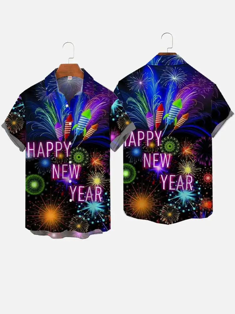 Men's Neon Pattern Printed Shirts Men's Fashion Casual Shirt Comfortable Beach Short Sleeved Shirt Men's Single Breasted Shirts - Image 16