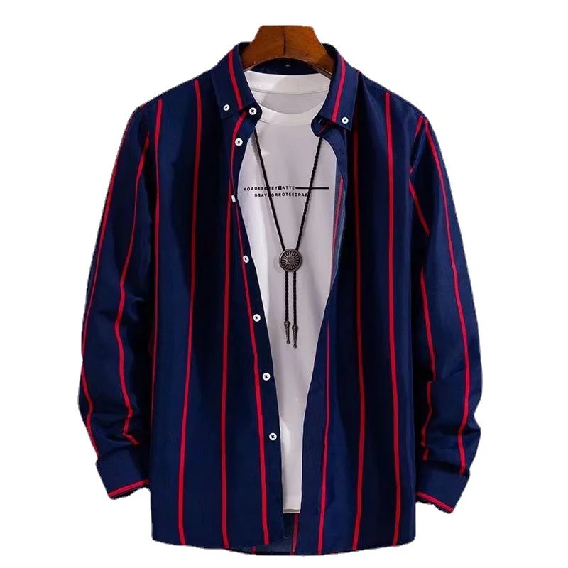 M-5XL Men's Casual Shirts with Classic Black and White Striped Design Plus Sizes Long Sleeve Shirts for Casual Social Settings - Image 2