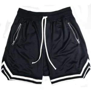 Mens Basketball Shorts Summer Gym Fitness Sports Training Running Quick-Drying Five-Point Short Pants Jogger Male Zipper Pockets