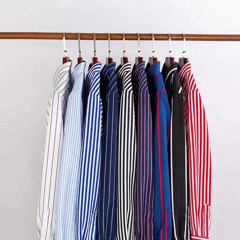 M-5XL Men's Casual Shirts with Classic Black and White Striped Design Plus Sizes Long Sleeve Shirts for Casual Social Settings - Image 4