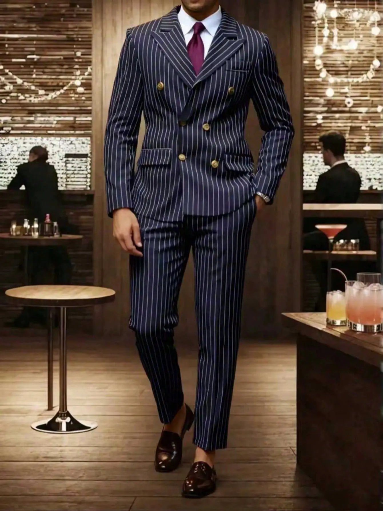 High-quality European and American Men's Clothing, Formal Suits with Stripes, Trousers for Business, Formal Dinners, Weddings - Image 8