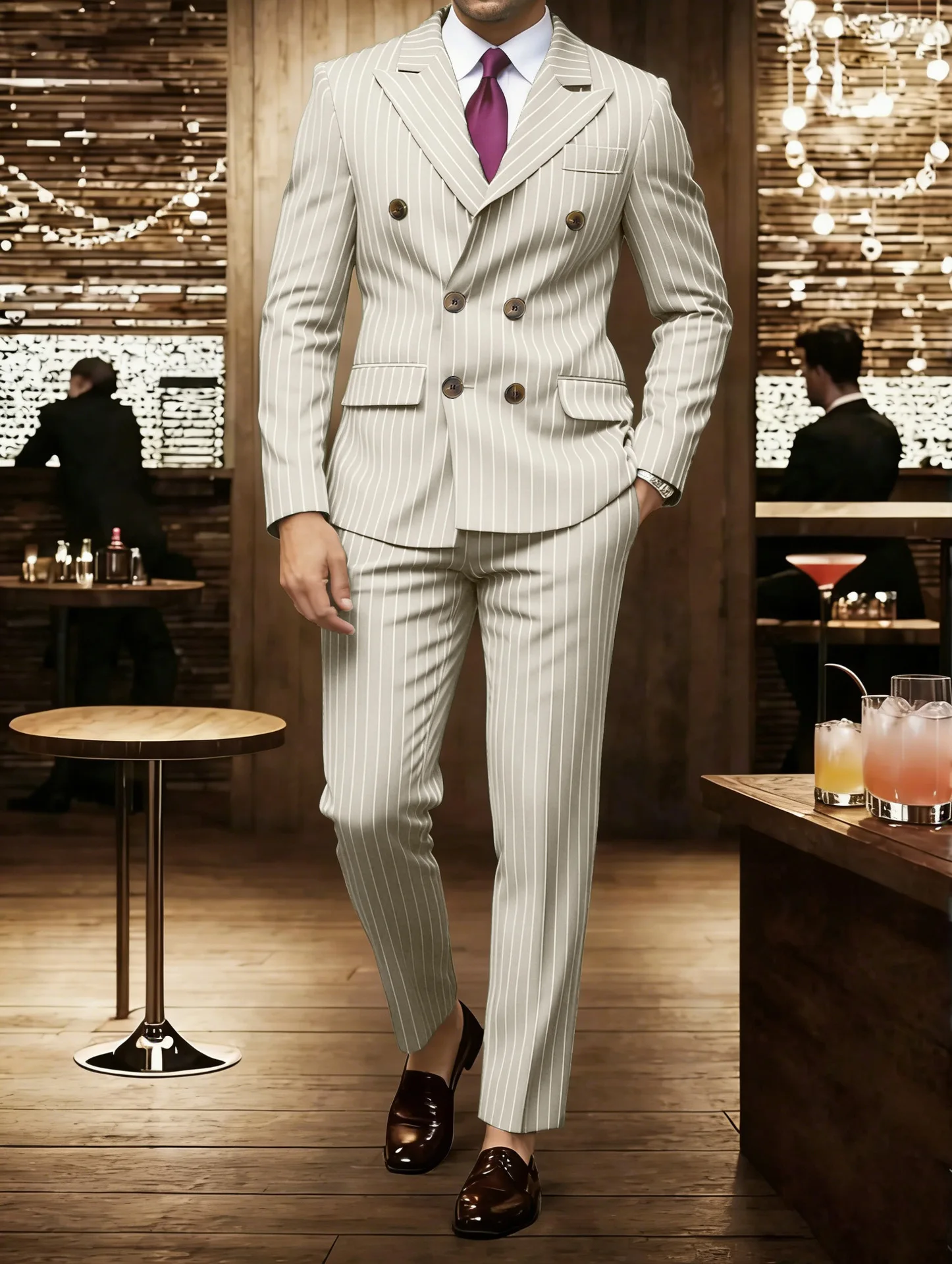 High-quality European and American Men's Clothing, Formal Suits with Stripes, Trousers for Business, Formal Dinners, Weddings - Image 6