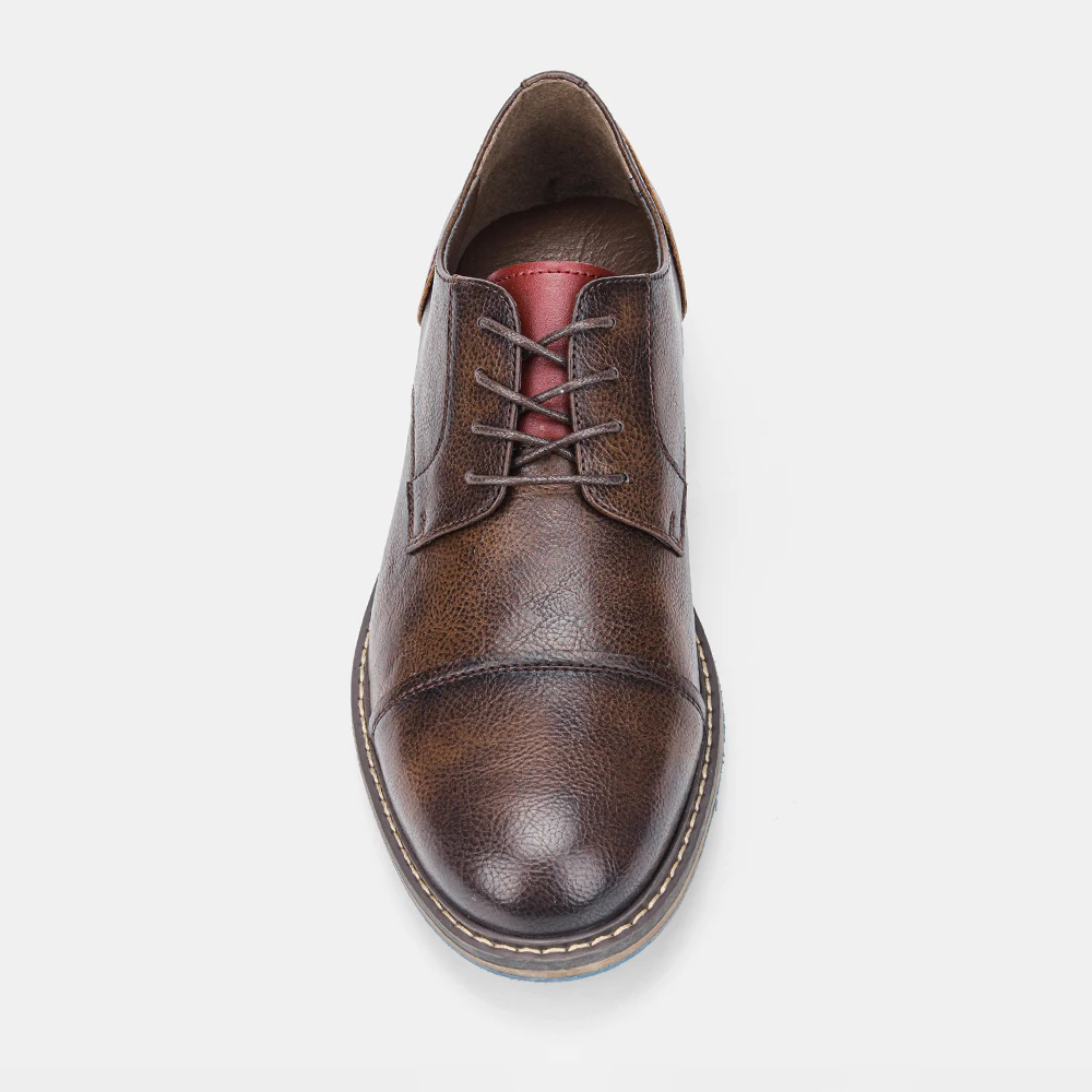 Retro Men Casual leather shoes Cap Toe Oxford Men Derby Shoes Fashion Men Leather Shoes - Image 4