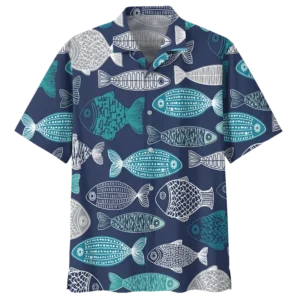 Colorful Fish Hawaiian Shirt For Men Summer Sea Animals 3D Printed Beach Blouse Oversized Lapel Short Sleeve Button Shirts