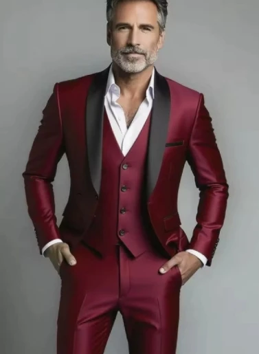 Jacket Vest Pants Solid Color Men's Formal Business Office Suit Groom Wedding Dress Party Blazer Waistcoat Trousers Tuxedo - Image 7