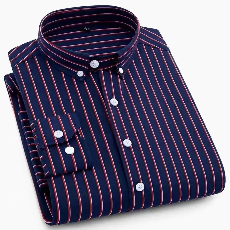 M-5XL Men's Casual Shirts with Classic Black and White Striped Design Plus Sizes Long Sleeve Shirts for Casual Social Settings - Image 7