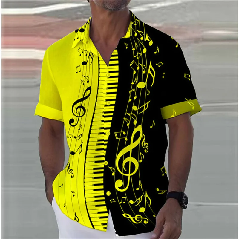 8 Colors 2024 Summer Note Shirt Piano 3D Printed Streetwear Men Women Fashion Oversized Short Sleeve Tops Clothing S-5XL - Image 7
