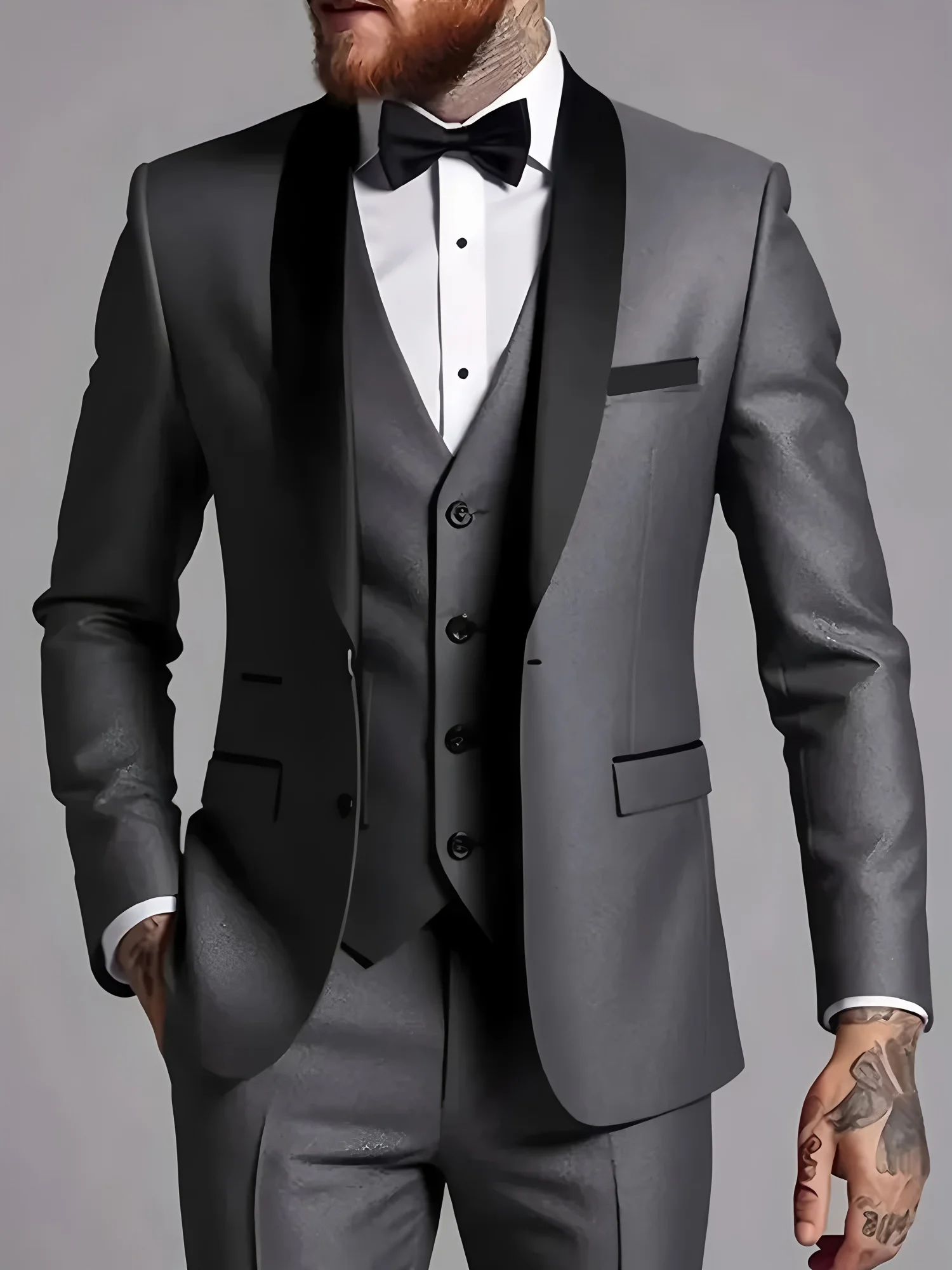 Jacket Vest Pants Solid Color Men's Formal Business Office Suit Groom Wedding Dress Party Blazer Waistcoat Trousers Tuxedo - Image 9